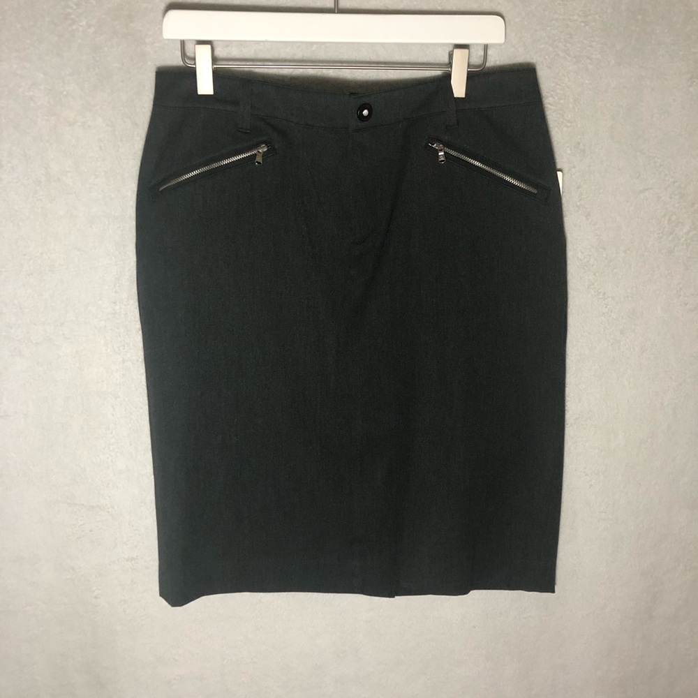 NWT Lauren Ralph Lauren Zipper Pockets Stretch Cotton Gray Classic Skirt Sz 10